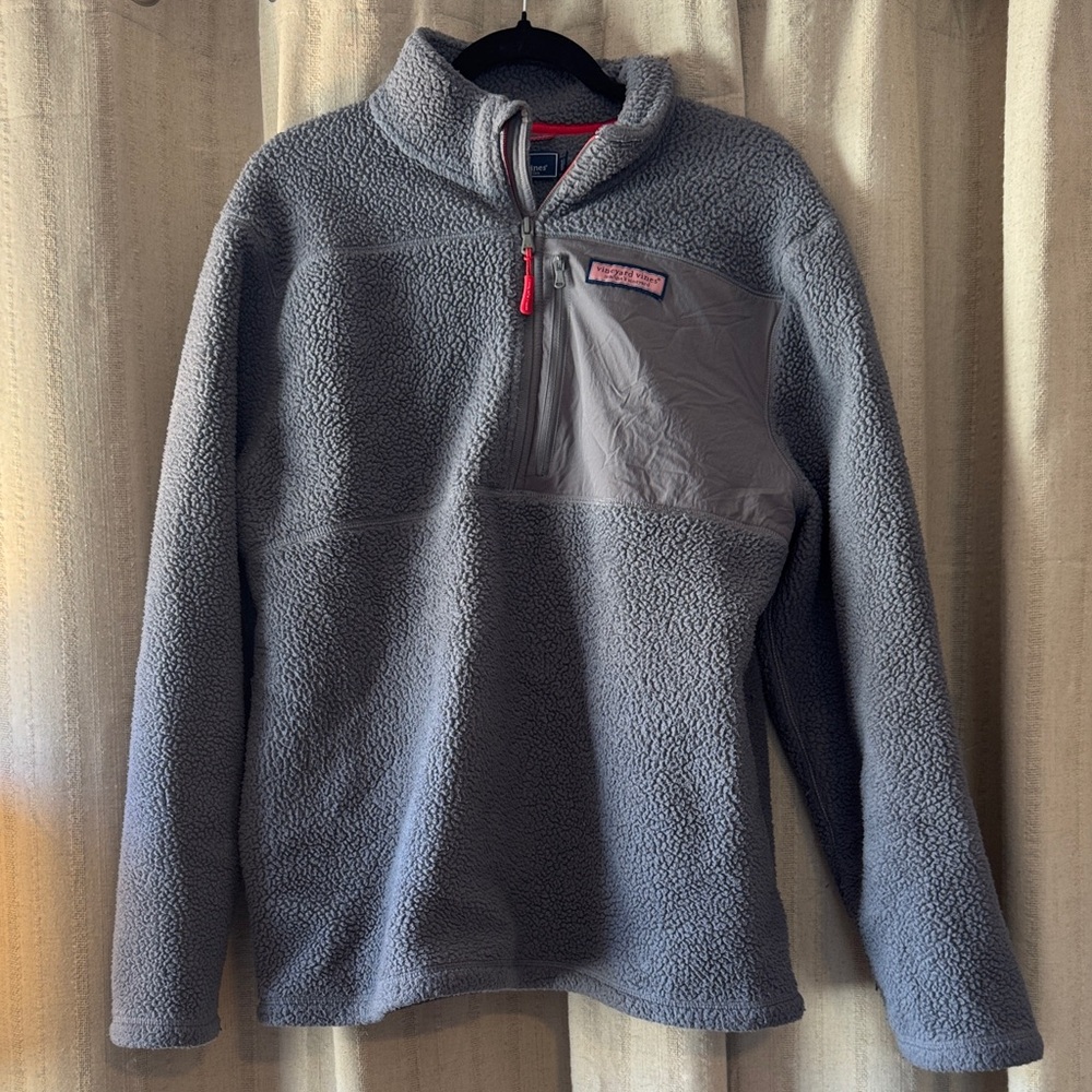 Vineyard Vines Charcoal Stillwater Sherpa Half Zip Pullover, L